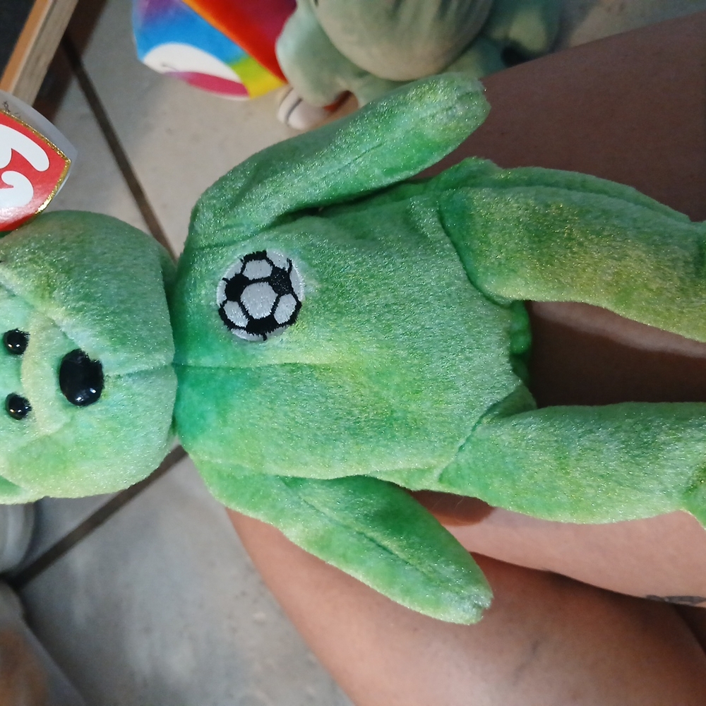 Ty Green Soccer Bear Plush Toy